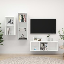 3 részes fehér forgácslap tv-szekrény