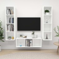 3 részes fehér forgácslap tv-szekrény szett