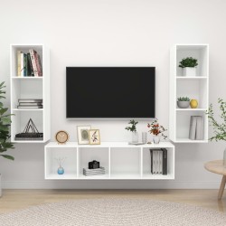 3 részes fehér forgácslap tv-szekrény szett