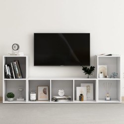3 részes fehér forgácslap tv-szekrény szett