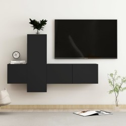 3 részes fekete forgácslap tv-szekrényszett