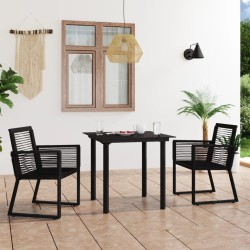 3 részes fekete pvc rattan kültéri étkezőgarnitúra