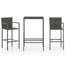 3 részes szürke polyrattan kerti bárszett