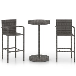 3 részes szürke polyrattan kerti bárszett