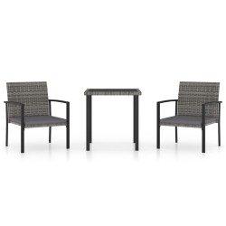 3 részes szürke polyrattan kerti étkezőgarnitúra