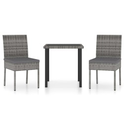 3 részes szürke polyrattan kerti étkezőgarnitúra