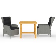 3 részes világosszürke kerti étkezőgarnitúra