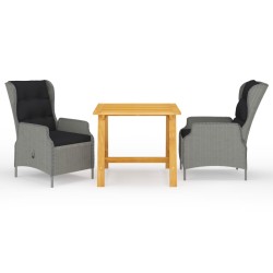 3 részes világosszürke kerti étkezőgarnitúra