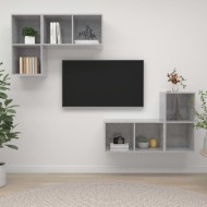 4 db betonszürke forgácslap falra szerelhető tv-szekrény
