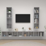 4 db betonszürke forgácslap falra szerelhető tv-szekrény