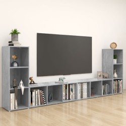 4 db betonszürke forgácslap tv-szekrény 107 x 35 x 37 cm