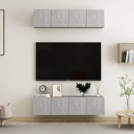 4 db betonszürke forgácslap tv-szekrény 60 x 30 x 30 cm