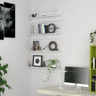 4 db fehér forgácslap fali polc 80 x 11,5 x 18 cm