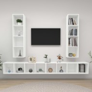 4 db fehér forgácslap falra szerelhető tv-szekrény