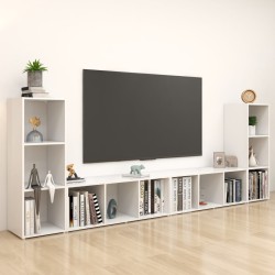 4 db fehér forgácslap tv-szekrény 107 x 35 x 37 cm