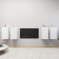 4 db fehér forgácslap tv-szekrény 30,5 x 30 x 60 cm