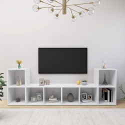 4 db fehér forgácslap tv-szekrény 72 x 35 x 36,5 cm