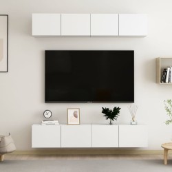 4 db fehér forgácslap tv-szekrény 80 x 30 x 30 cm