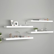 4 db fehér mdf lebegő fali polc 80 x 23,5 x 3,8 cm