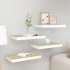 4 db fehér-tölgyszínű mdf lebegő fali polc 40 x 23,5 x 3,8 cm