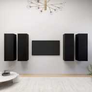 4 db fekete forgácslap tv-szekrény 30,5 x 30 x 90 cm