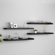 4 db fekete mdf lebegő fali polc 90 x 23,5 x 3,8 cm
