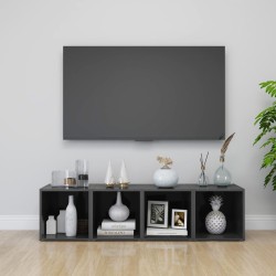 4 db magasfényű szürke forgácslap tv-szekrény 37 x 35 x 37 cm