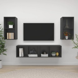 4 db szürke forgácslap falra szerelhető tv-szekrény