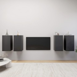 4 db szürke forgácslap tv-szekrény 30,5 x 30 x 60 cm