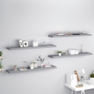 4 db szürke mdf fali polc 120 x 23,5 x 3,8 cm