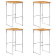 4 db tömör akácfa és rozsdamentes acél bárszék