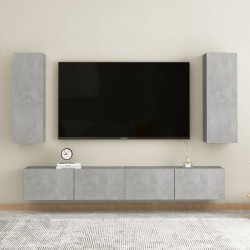 4 részes betonszürke forgácslap tv-szekrényszett