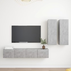 4 részes betonszürke forgácslap tv-szekrényszett