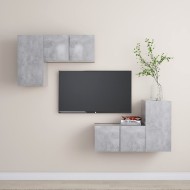 4 részes betonszürke forgácslap tv-szekrényszett