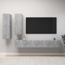 4 részes betonszürke forgácslap tv-szekrényszett