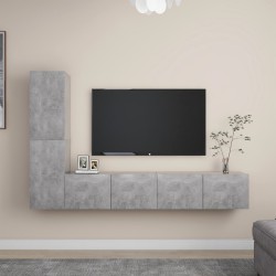 4 részes betonszürke forgácslap tv-szekrényszett