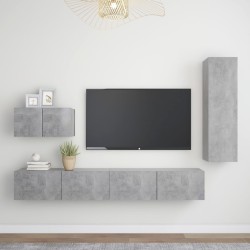 4 részes betonszürke forgácslap tv-szekrényszett