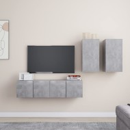 4 részes betonszürke forgácslap tv-szekrényszett