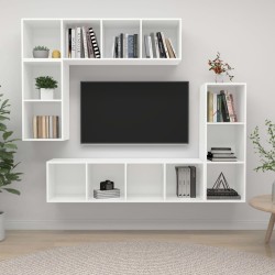4 részes fehér forgácslap tv-szekrény szett