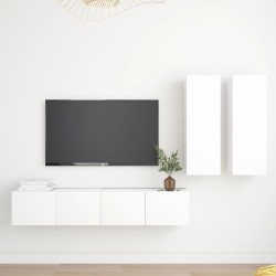 4 részes fehér forgácslap tv-szekrényszett