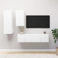 4 részes fehér forgácslap tv-szekrényszett