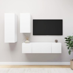 4 részes fehér forgácslap tv-szekrényszett