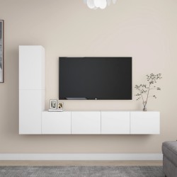 4 részes fehér forgácslap tv-szekrényszett