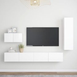 4 részes fehér forgácslap tv-szekrényszett
