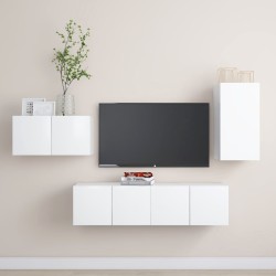 4 részes fehér forgácslap tv-szekrényszett