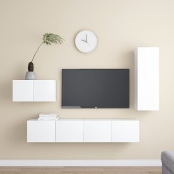 4 részes fehér forgácslap tv-szekrényszett