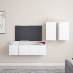 4 részes fehér forgácslap tv-szekrényszett