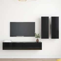 4 részes fekete forgácslap tv-szekrényszett
