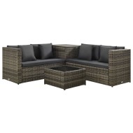4 részes szürke polyrattan kerti bútorszett párnákkal