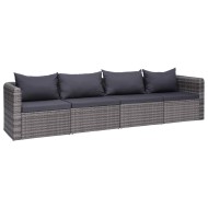 4-részes szürke polyrattan kerti ülőgarnitúra párnákkal 4-részes szürke polyrattan kerti ülőgarnitúra párnákkal